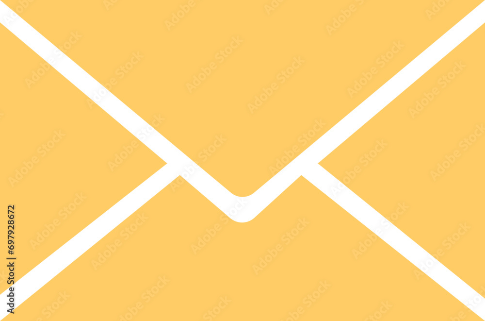 Poster mail icon. email, post, letter, envelope isolated on transparent background. vector in yellow fill f