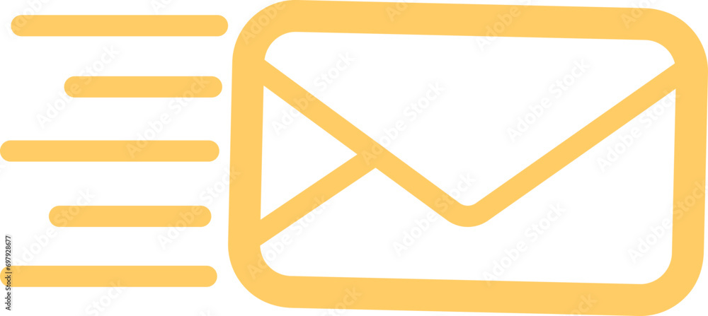 Poster mail icon. email, post, envelope isolated transparent background. vector in yellow linear flat desig