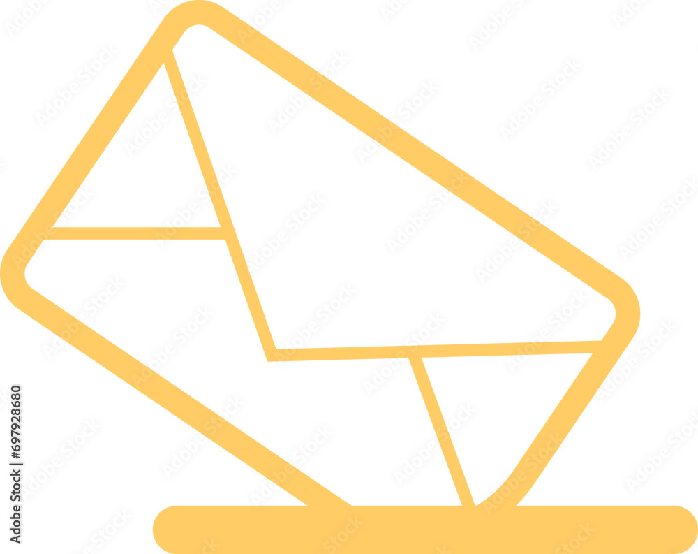 Poster mail icon. email, post, envelope isolated transparent background. vector in yellow linear flat desig
