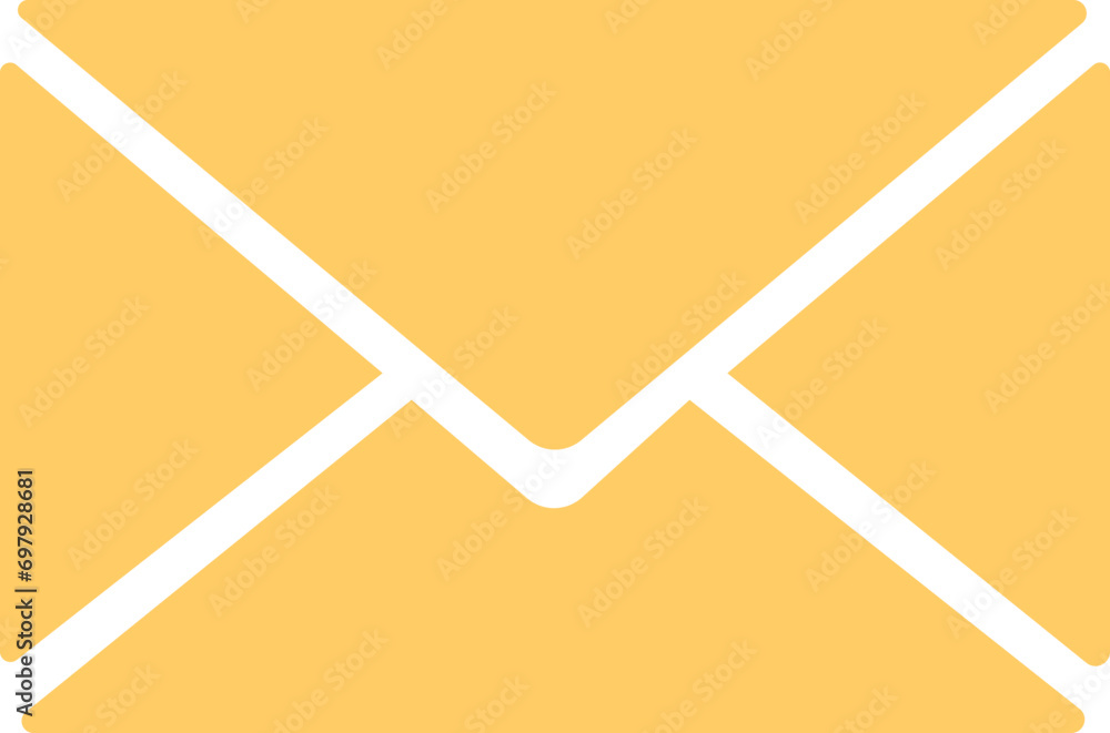 Poster mail icon. email, post, letter, envelope isolated on transparent background. vector in yellow fill f
