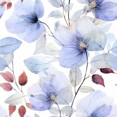 Flowers watercolor illustration.Manual composition.Seamless pattern.Design for cover, fabric, textile, wrapping paper. generative ai.