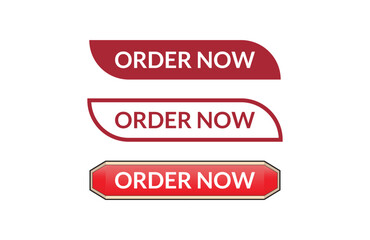 Order now red ribbon label banner set. Open available now sign or Order now tag.