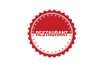Red banner Restaurant on white background.