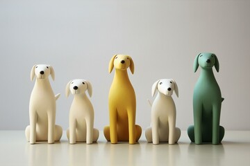 Funny Canine Collection: Small Dogs on Light Background, Generative AI,