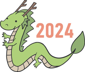 年賀状用_辰年のイラスト（2024年）カラー