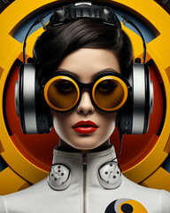 Portrait Illustration in the style of retro-futuristic