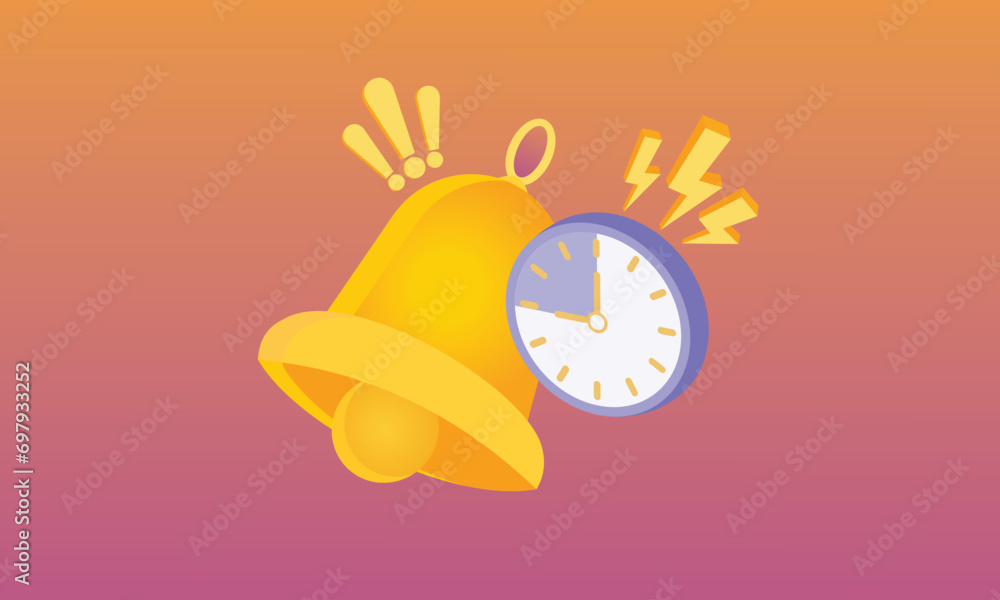 Poster 3d alarm clock icon for success delivery concept. watch minimal design concept of time, service and 