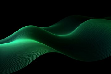 Abstract green wave on black background. Generative AI