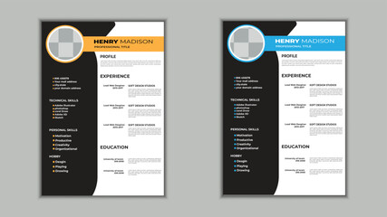 Professional resume business layout, Creative cv template vector minimalist .

