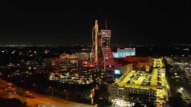 Reverse reveal view of the Hard Rock Hotel 