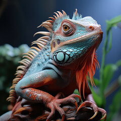 Fototapeta premium Portrait of Beatiful Color Chamelon extreme closeup. Generative AI