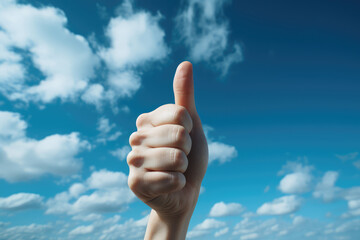 Man Showing Thumbs Up extreme closeup. Generative AI