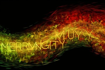 Money IS energy Word Cloud Banner - a green gold and red flowing energy formation background with a MONEY IS ENERGY word cloud. Generative AI