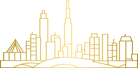 Golden cityscape landscape, gold city skyline	
