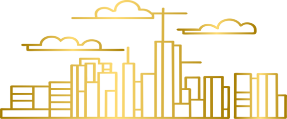 Golden cityscape landscape, gold city skyline	
