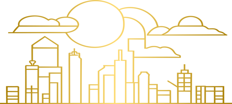 Golden cityscape landscape, gold city skyline	
