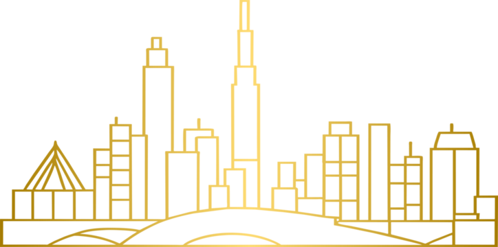 Golden cityscape landscape, gold city skyline	
