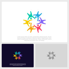 Fototapeta na wymiar Abstract People Colorful Logo Icon Design Minimal Style Illustration. Community Logo.