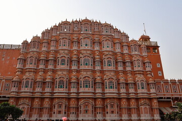 Front Facade of Hawa Mahal (Pink City), Jaipur, India 