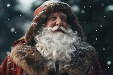 santa claus in the snow christmas image. Generative AI