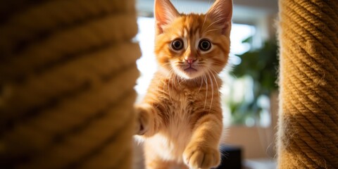 orange kitten is playing, generative AI