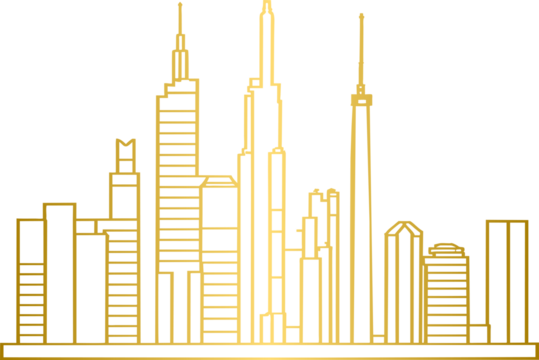 Golden cityscape landscape, gold city skyline	
