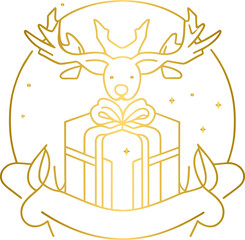 Golden Christmas gift, golden Christmas present	
