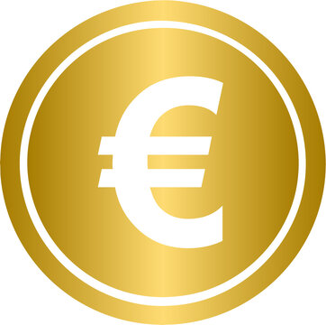 Golden Euro currency coin