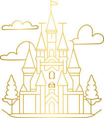 Golden princess castle, gold castle
