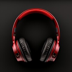 bluetooth headphone red color in black background ai generated