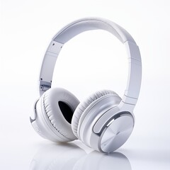 bluetooth headphone white color in white background ai generated