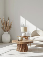 Contemporary minimalist room in soft tones. Interior design composition.