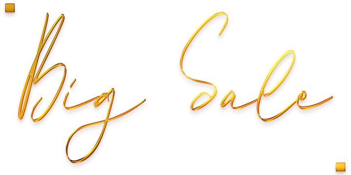 Big Sale Png Cursive Typography Text in Stylish Golden 3d Leyer Style 