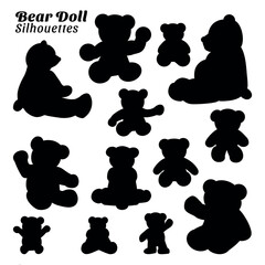 Collection of teddy bear silhouette illustrations - obrazy, fototapety, plakaty