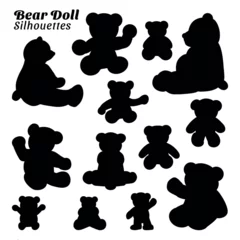 Fotobehang Collection of teddy bear silhouette illustrations © Ascreator