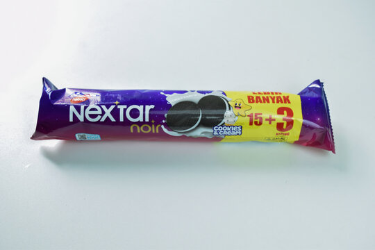 Nextar are cookies with a delicious chocolate cream flavor. Bekasi, Indonesia, December 25, 2023