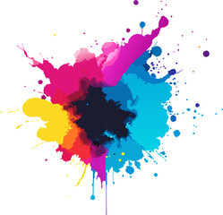 Bright colorful watercolor stain splash splatter brush stroke