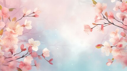 Obraz na płótnie Canvas Spring background watercolor illustration soft and pastel color use for invitation or banner AI Image Generative