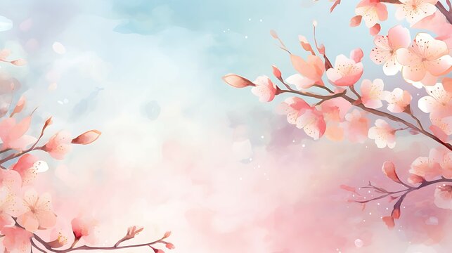 Spring background watercolor illustration soft and pastel color use for invitation or banner AI Image Generative