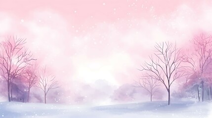 Obraz na płótnie Canvas Winter background watercolor illustration soft and pastel color with copy space AI Image Generative