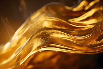 Liquid Gold Elegance: Abstract Golden Waves