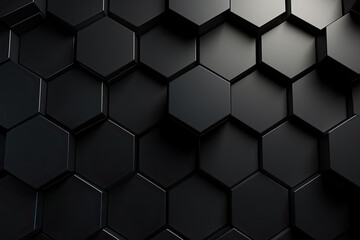 Abstract black background with hexagons. - obrazy, fototapety, plakaty