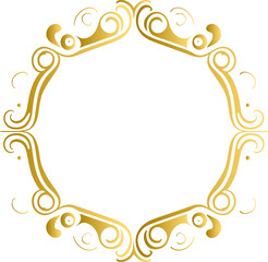 golden vintage frame, floral element for design of monogram, invitations, frame, menu, label
