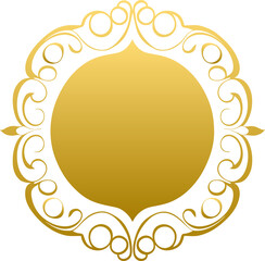 golden vintage frame, floral element for design of monogram, invitations, frame, menu, label