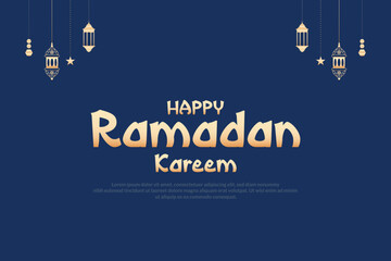 Ramadan kareem wishes or greeting card blue background banner design with ramzan, ramazan, text, font, lamp, social media ramazan wishing or sale, advertisement, design vector illustration - obrazy, fototapety, plakaty