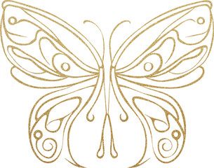 Golden glittering butterfly, gold glitter butterfly
