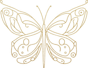Golden glittering butterfly, gold glitter butterfly
