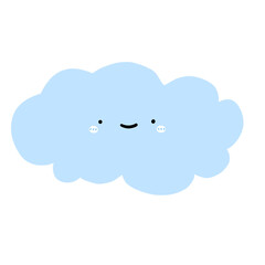 Cute Cloud Mascot Character Kawaii Cartoon Blue Cloud Cartoon illustration Cloud Hand Drawn Cute Cloud Weather Element Weather Drawing Cloud Emoji Cloud Emoticon Kawaii Cloud