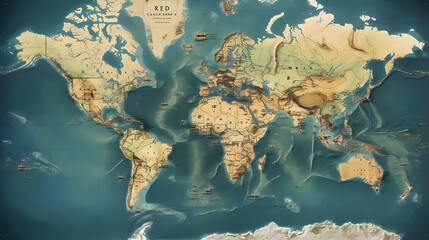 Classic map with vintage retro adventure journey theme style  AI Image Generative