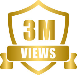 Golden 3 millions views celebration badge banner
